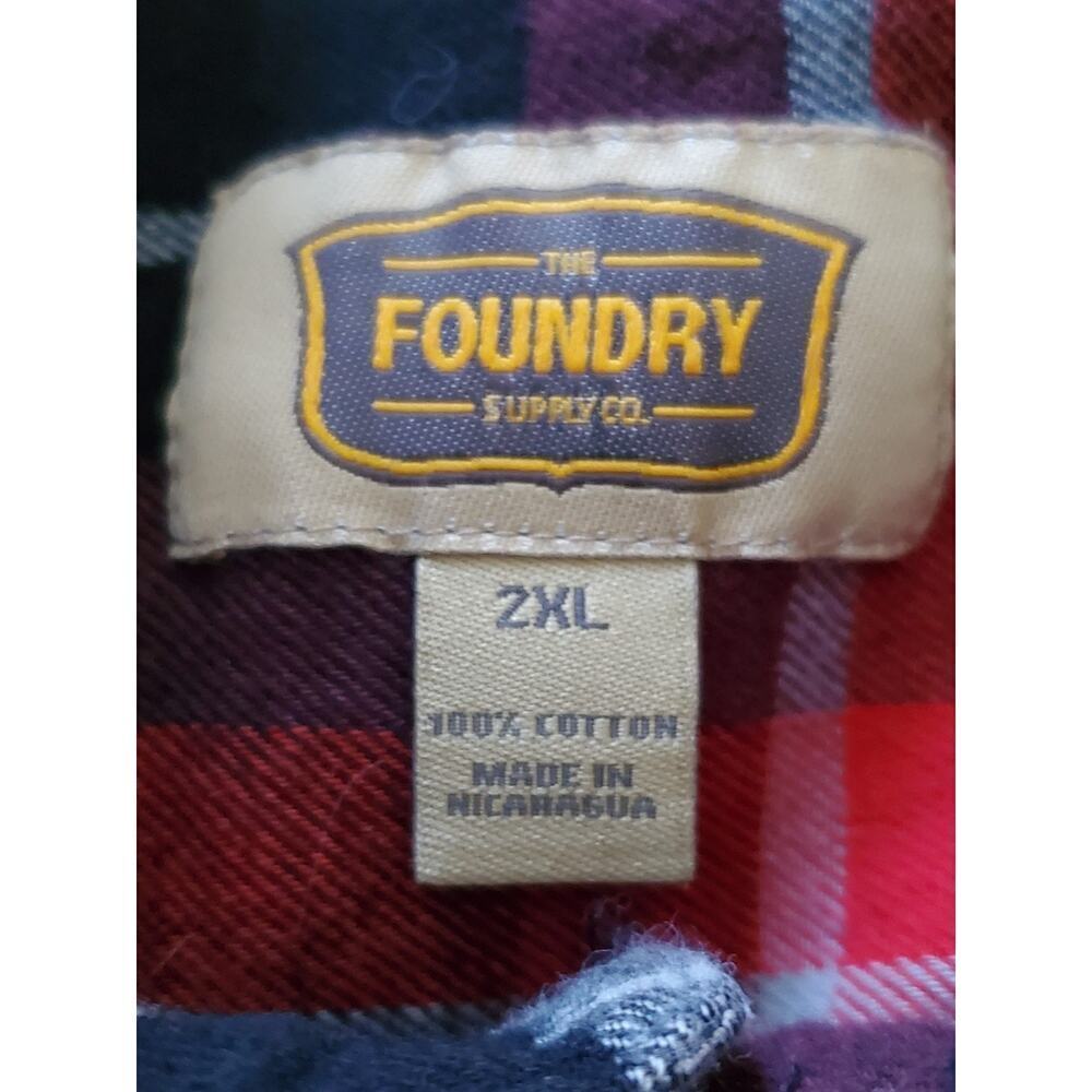 The Foundry Supply Co Flannel Shirt Men’s 2XL Red Black Plaid Long Sleeve - Picture 2 of 12
